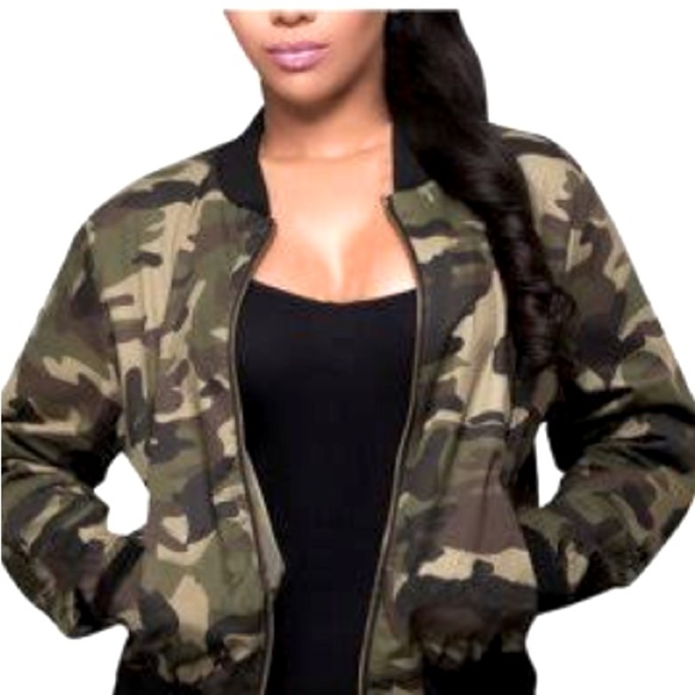 LOVE TREE Camo Bomber Jacket Lightweight Medium